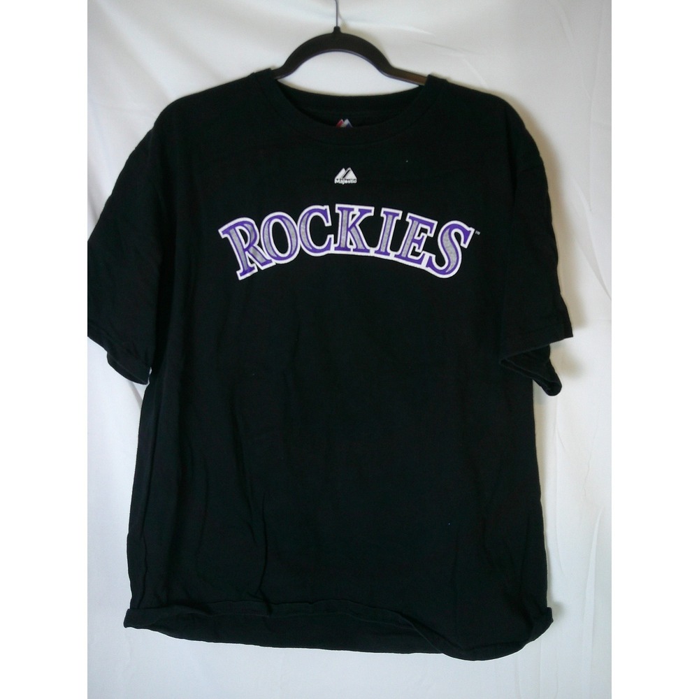 Majestic Colorado Rockies Jimenez 38 T Shirt Mens Large Black Purple White